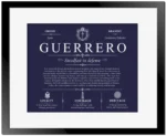 Guerrero surname history and heritage in Navy Blue with Black Matte Frame