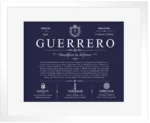 Guerrero surname history and heritage in Navy Blue with White Matte Frame