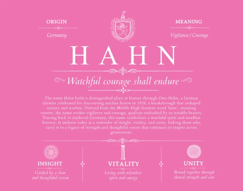 Hahn surname origin and family heritage in Pink