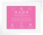 Hahn surname origin and family heritage in Pink with White Matte Frame Hahn surname origin and family heritage in Pink with White Matte Frame