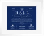Hall family name origin and history in Deep Blue with White Matte Frame Hall family name origin and history in Deep Blue with White Matte Frame