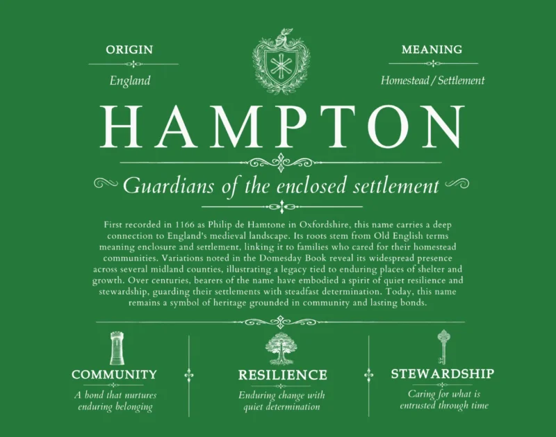 Hampton surname heritage and history in Dark Green