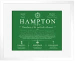 Hampton surname heritage and history in Dark Green with White Matte Frame