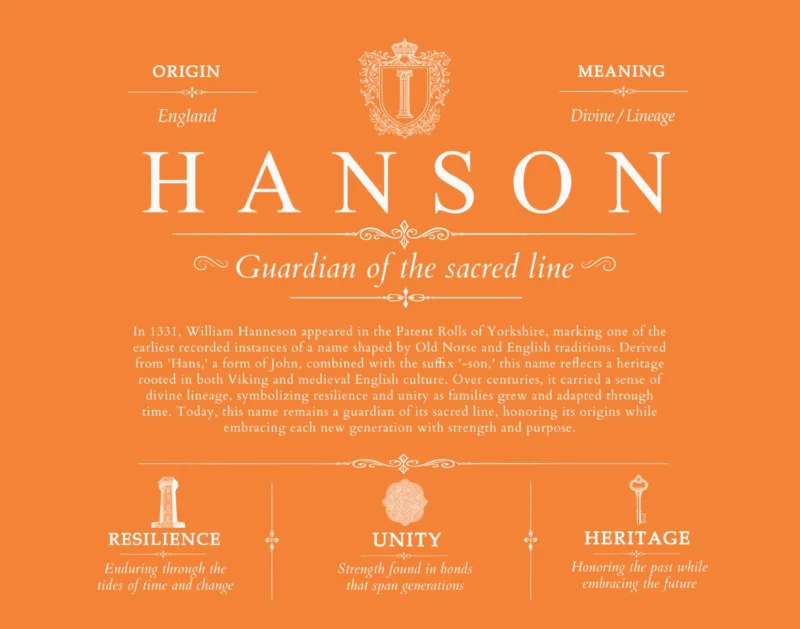 Hanson last name origin and heritage in Orange