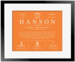 Hanson last name origin and heritage in Orange with Black Matte Frame