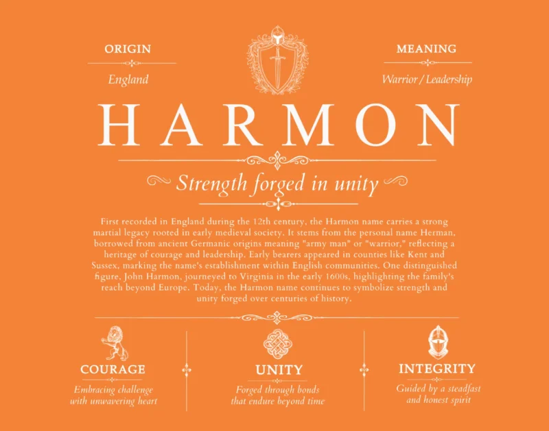 Harmon surname meaning and origin in Orange