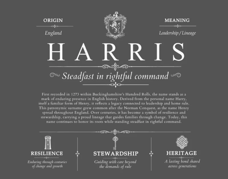 Harris surname meaning and origin in Gray