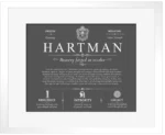 Hartman family name meaning and history in Gray with White Matte Frame