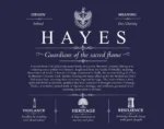 Hayes family name meaning and history in Navy Blue