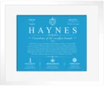Haynes last name history and origin in Blue with White Matte Frame Haynes last name history and origin in Blue with White Matte Frame