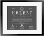 Hebert surname meaning and origin in Gray with Black Matte Frame
