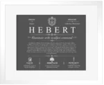 Hebert surname meaning and origin in Gray with White Matte Frame