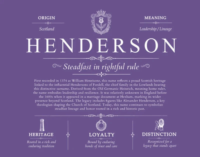 Henderson surname history and heritage in Purple