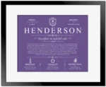Henderson surname history and heritage in Purple with Black Matte Frame