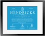Hendricks surname meaning history and origin in Blue with Black Matte Frame