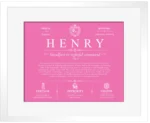 Henry family name meaning and history in Pink with White Matte Frame
