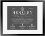 Hensley last name meaning and origin in Gray with Black Matte Frame