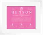 Henson last name meaning and origin in Pink with White Matte Frame