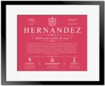 Hernandez family name heritage in Red with Black Matte Frame