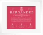 Hernandez family name heritage in Red with White Matte Frame