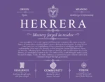 Herrera surname history and heritage in Purple Herrera surname history and heritage in Purple