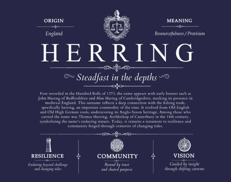 Herring surname meaning history and origin in Navy Blue