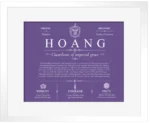 Hoang last name meaning and origin in Purple with White Matte Frame