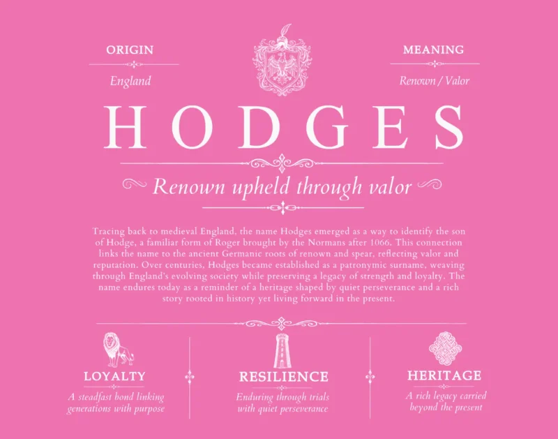 Hodges family name origin and history in Pink