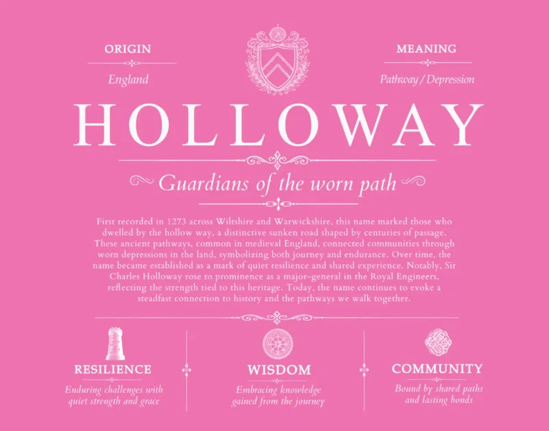 Holloway surname meaning history and origin in Pink