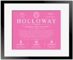 Holloway surname meaning history and origin in Pink with Black Matte Frame