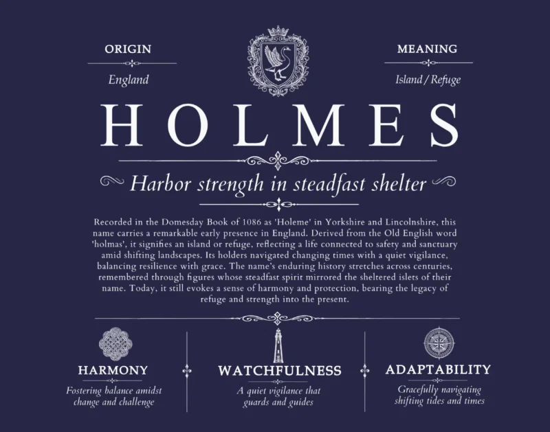 Holmes personalized surname meaning in Navy Blue