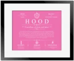 Hood last name origin and heritage in Pink with Black Matte Frame