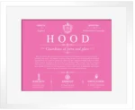 Hood last name origin and heritage in Pink with White Matte Frame