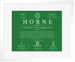 Horne family name heritage in Dark Green with White Matte Frame