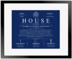 House surname heritage and history in Deep Blue with Black Matte Frame