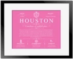 Houston family name history in Pink with Black Matte Frame