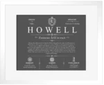 Howell family name origin and history in Gray with White Matte Frame