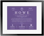 Howe surname meaning and heritage in Purple with Black Matte Frame