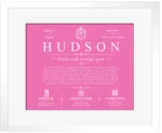 Hudson surname history and heritage in Pink with White Matte Frame Hudson surname history and heritage in Pink with White Matte Frame