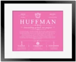 Huffman personalized last name meaning in Pink with Black Matte Frame