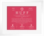 Huff surname history and heritage in Red with White Matte Frame