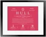 Hull family name history in Red with Black Matte Frame