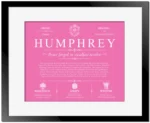 Humphrey family name meaning and history in Pink with Black Matte Frame