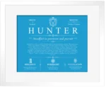 Hunter personalized family surname in Blue with White Matte Frame Hunter personalized family surname in Blue with White Matte Frame