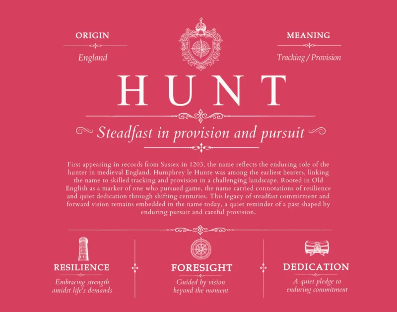 Hunt family name meaning and history in Red