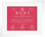 Hunt family name meaning and history in Red with White Matte Frame Hunt family name meaning and history in Red with White Matte Frame