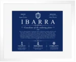 Ibarra last name meaning and origin in Deep Blue with White Matte Frame