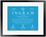 Ingram last name history and origin in Blue with Black Matte Frame