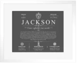 Jackson surname origin and family heritage in Gray with White Matte Frame