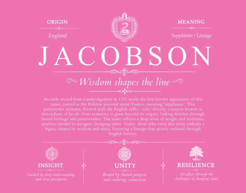 Jacobson last name history and origin in Pink